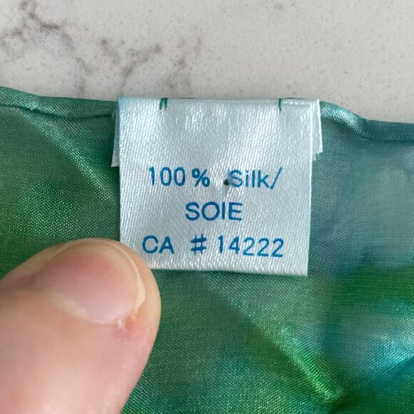 Luxurious Vintage Tie Dye 100% Silk Rectangle Scarf Vivid Blue Green Sz OS - Picture 7 of 8